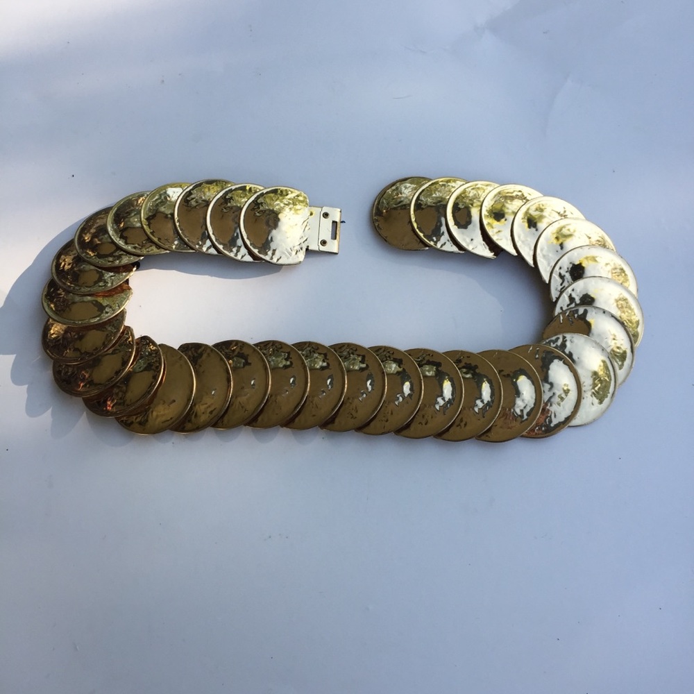 I.5 inch gold metallic coin elastic stretch belt